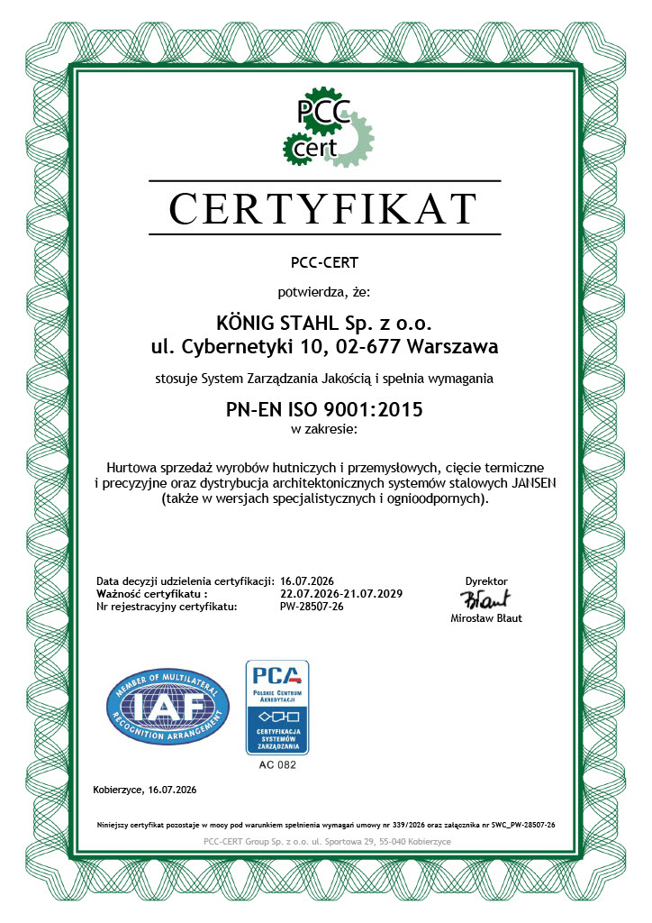 Certyfikat ISO 9001 Certyfikat ISO 9001